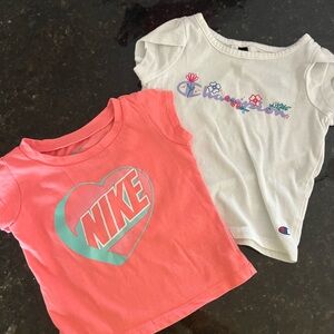 Nike Kids' Coral and Teal Heart T-Shirt